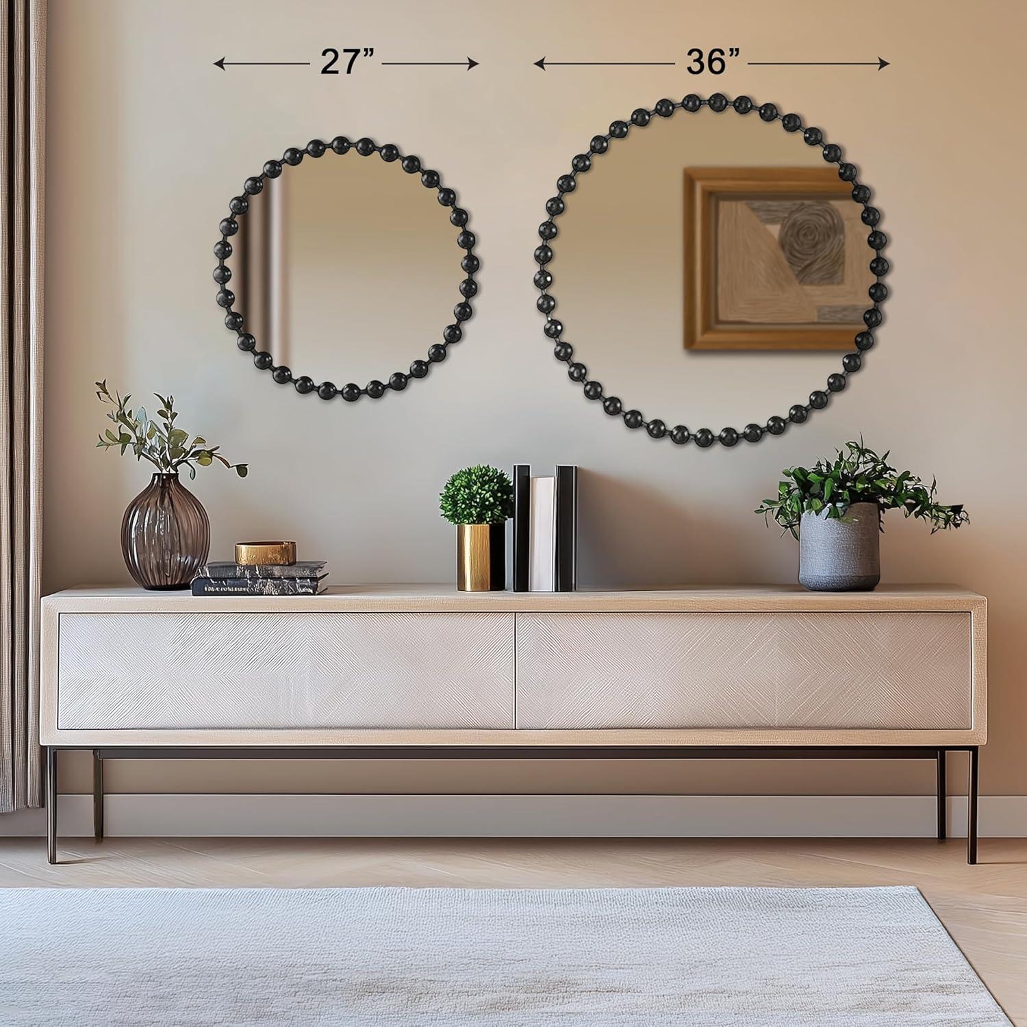 imageMadison Park Round Mirror Metal Frame Circle Mirror 36 inch Wall Art Decor Mounted Hanging for Entryway Bathroom hallway Living Room Vanity Marlowe GoldBlack