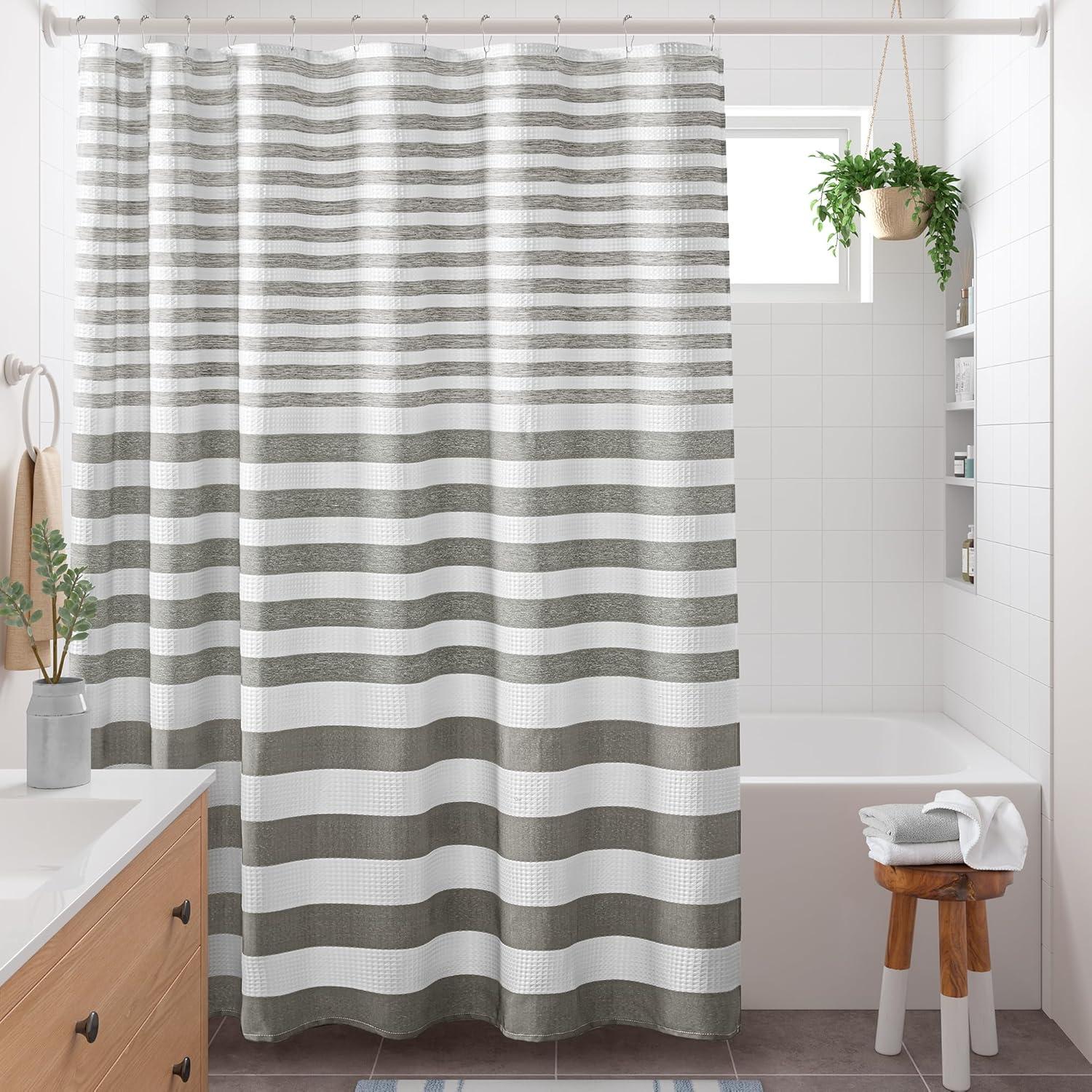 imageMadison Park Shower Curtain Spa Waffle Weave Shower Curtain for Bathroom 3M Scotchgard Moisture Management Spa Quality Modern Shower Curtains for Bathroom Standard 72x72 Taupe OmbreOmbre Grey