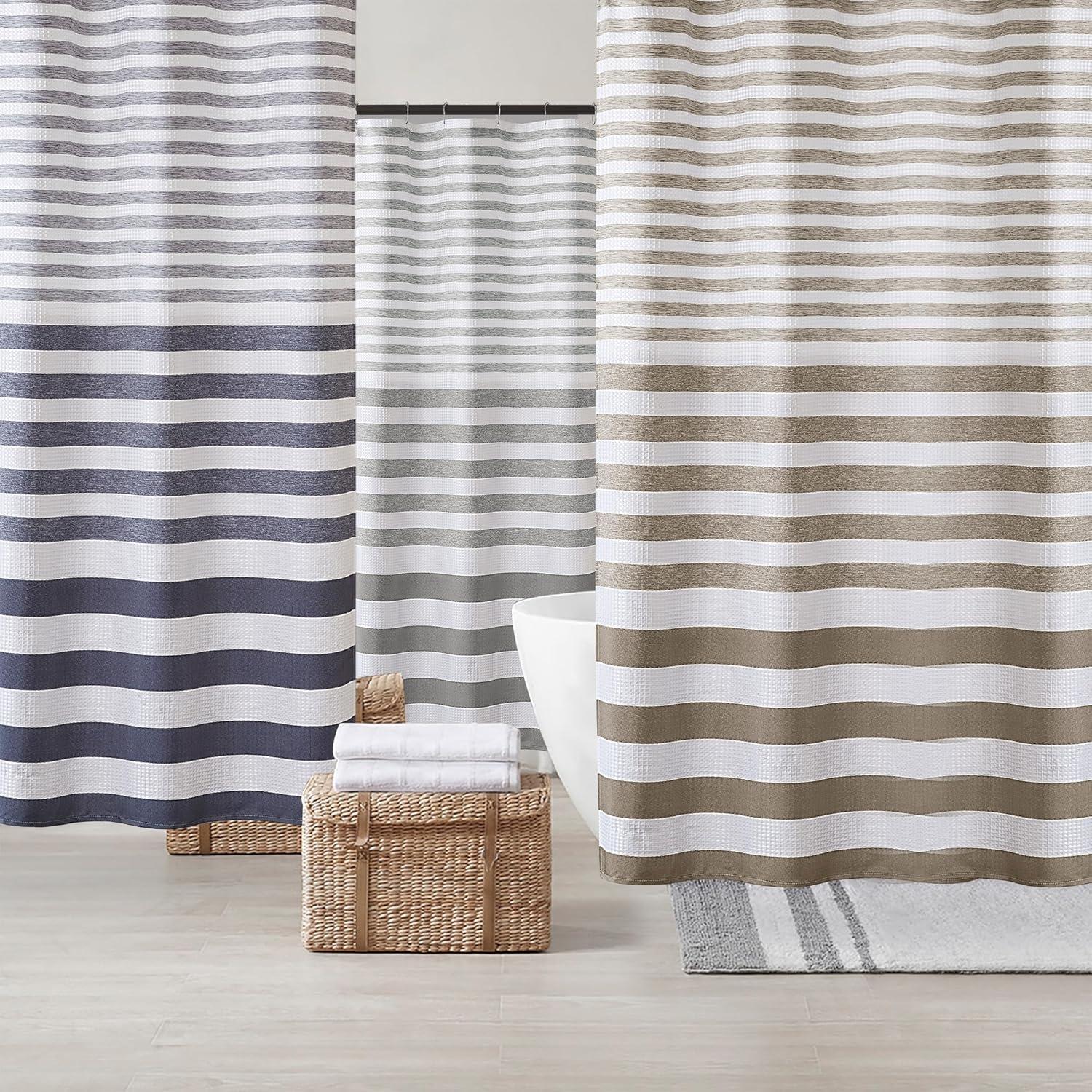 imageMadison Park Shower Curtain Spa Waffle Weave Shower Curtain for Bathroom 3M Scotchgard Moisture Management Spa Quality Modern Shower Curtains for Bathroom Standard 72x72 Taupe OmbreOmbre Grey
