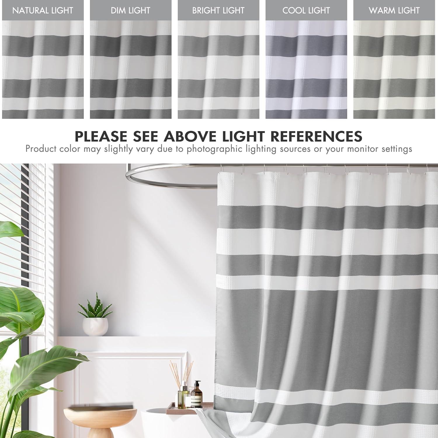 imageMadison Park Shower Curtain Spa Waffle Weave Stall Shower Curtain for Bathroom 3M Scotchgard Moisture Management Spa Quality Modern Shower Curtains for Bathroom Stall 36x72 TaupeStripe Grey