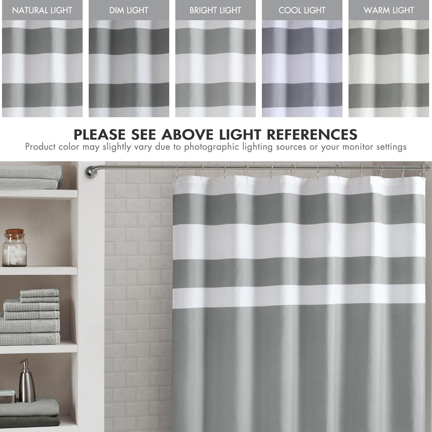 imageMadison Park Shower Curtain Spa Waffle Weave Stall Shower Curtain for Bathroom 3M Scotchgard Moisture Management Spa Quality Modern Shower Curtains for Bathroom Stall 36x72 TaupeStripe Grey