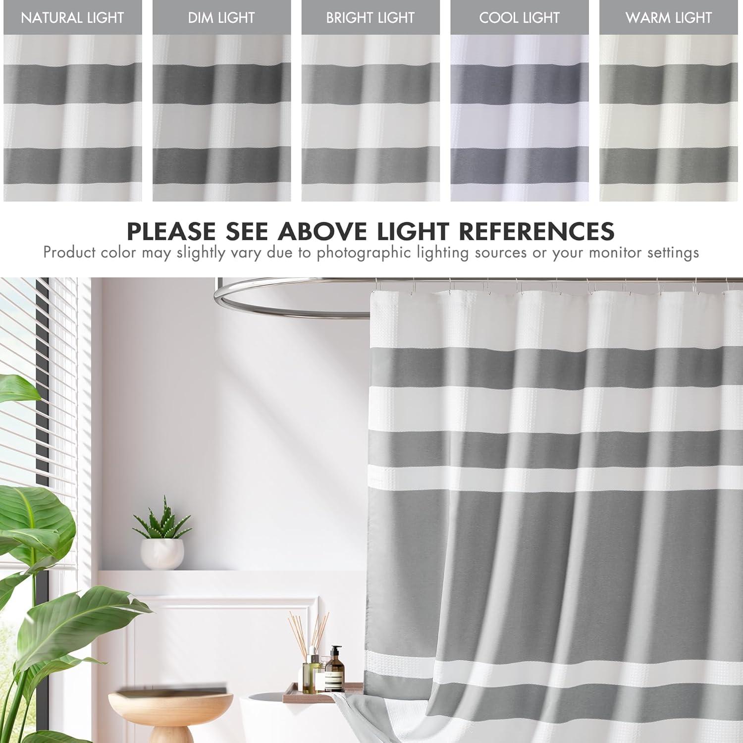 imageMadison Park Shower Curtain Spa Waffle Weave Stall Shower Curtain for Bathroom 3M Scotchgard Moisture Management Spa Quality Modern Shower Curtains for Bathroom Stall 36x72 TaupeStripe Grey