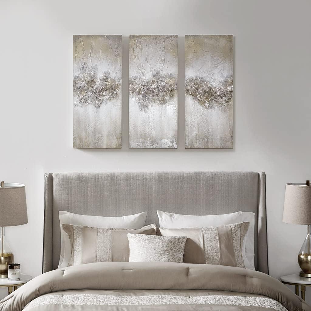 imageMadison Park Wall Art Living Room Dcor Embellished Hand Painted Canvas Home Accent Glitter Abstract Bathroom Decoration Ready to Hang Painting for Bedroom 15quotW x 35quotH x 15quotD Taupe 3 PieceTaupe