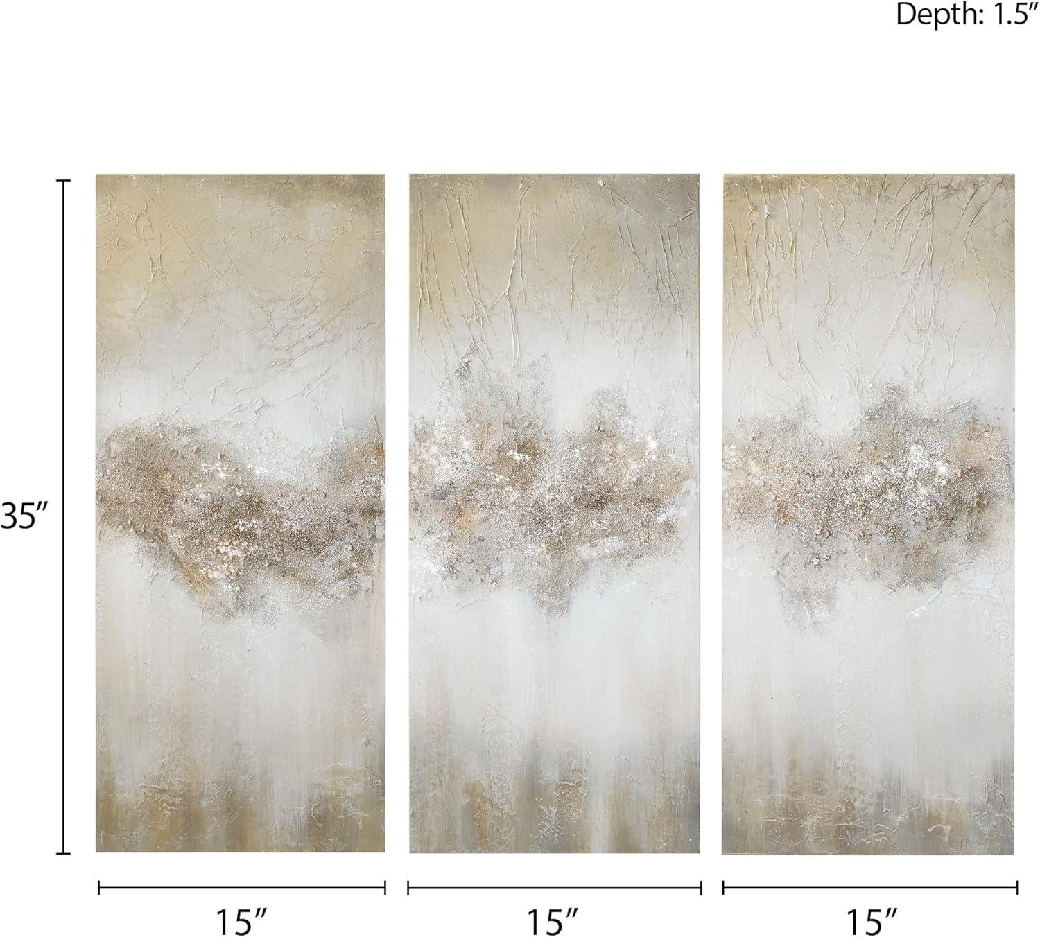 imageMadison Park Wall Art Living Room Dcor Embellished Hand Painted Canvas Home Accent Glitter Abstract Bathroom Decoration Ready to Hang Painting for Bedroom 15quotW x 35quotH x 15quotD Taupe 3 PieceTaupe