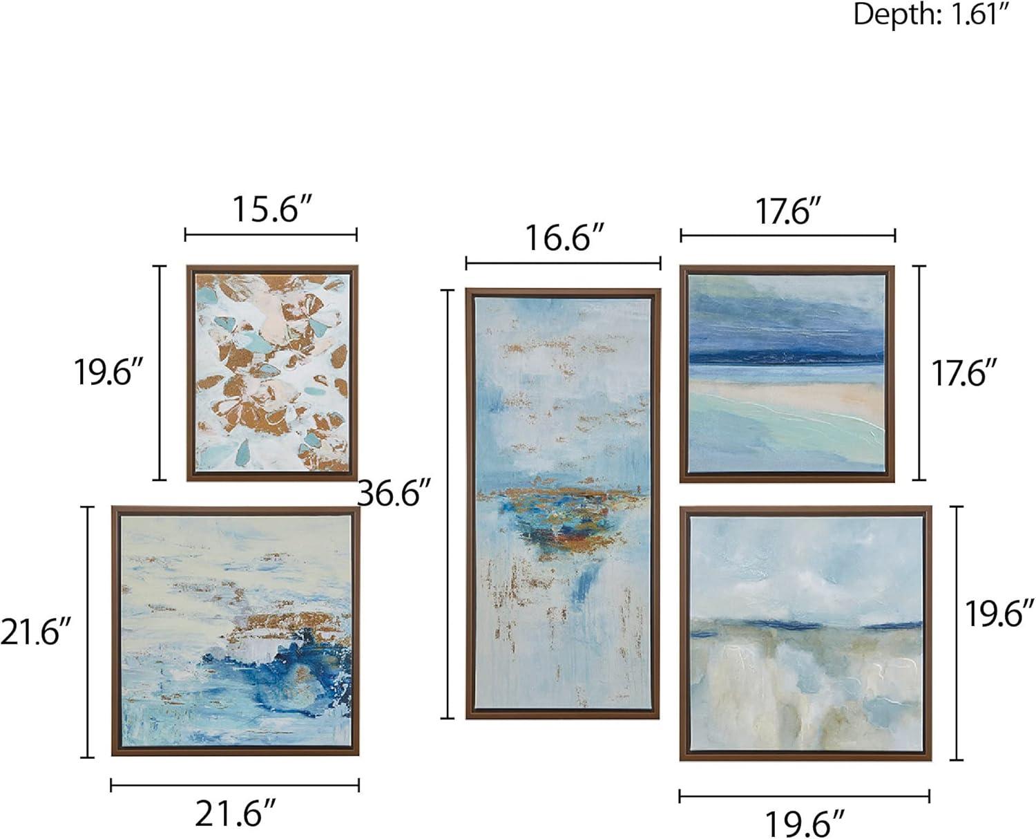 imageMadison Park Wall Art Living Room Dcor Galary Canvas Home Accent Modern Dining Bathroom Decoration Ready to Hang Painting for Bedroom MultiSizes Blue Bliss 5 PieceBlue Horizon