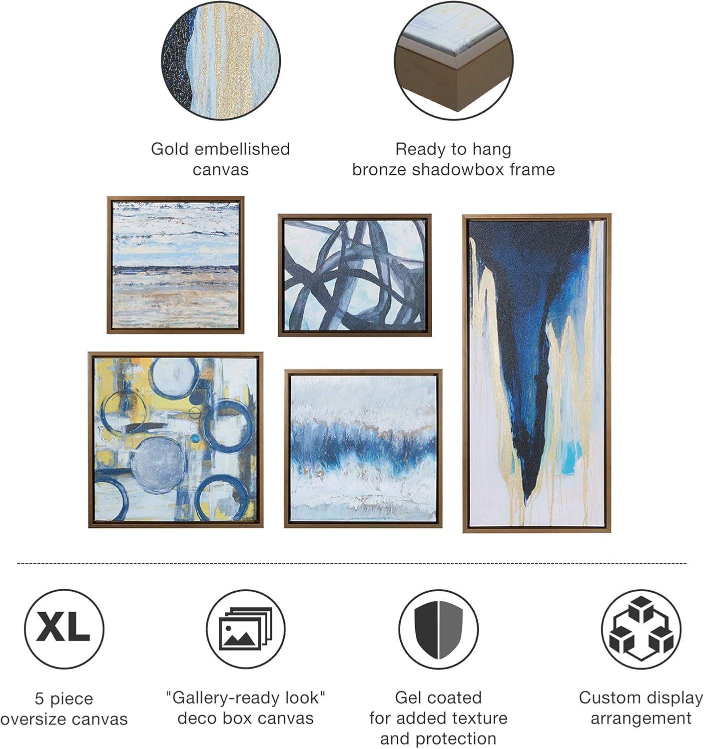 imageMadison Park Wall Art Living Room Dcor Galary Canvas Home Accent Modern Dining Bathroom Decoration Ready to Hang Painting for Bedroom MultiSizes Blue Bliss 5 PieceBlue Bliss