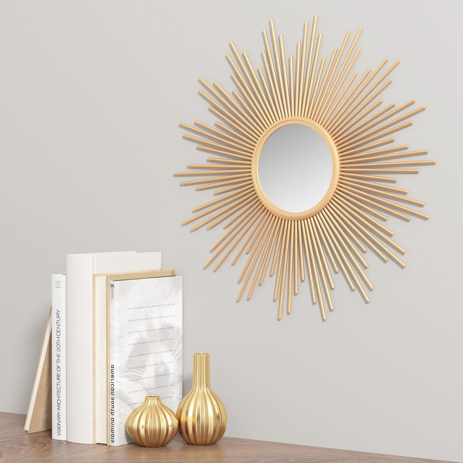 imageMadison Park Wall Dcor Fiore Metal Sunburst Mirror for Living Room Home Accent Ready to Hang Bedroom Decoration 295quot Diameter GoldGold