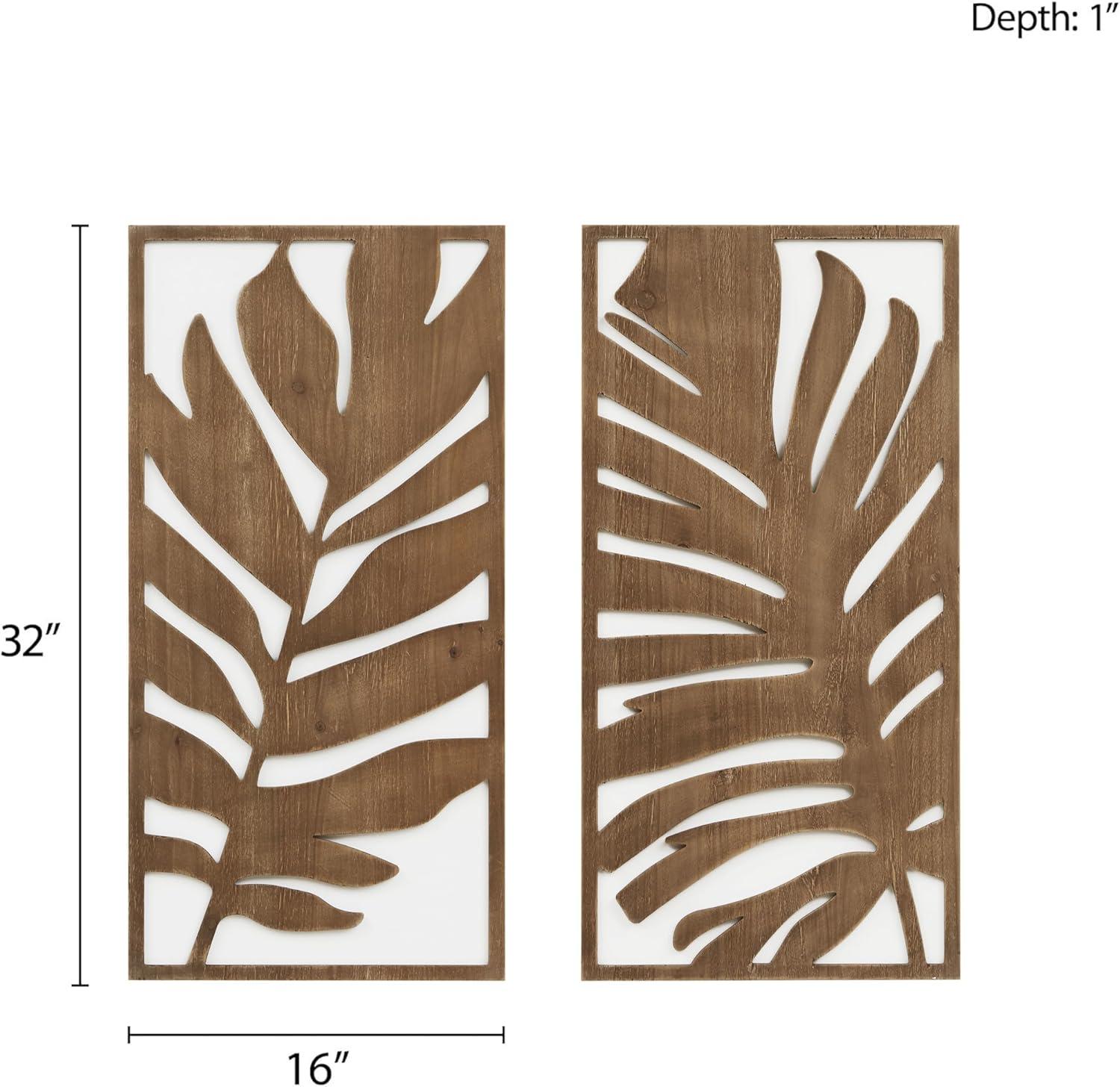 imageMadison Park Wall Dcor for Living Room Birch Botanical TwoTone Home Accent Modern Kitchen Dining Decoration Ready to Hang 2Piece Wood Panel Set for Bedroom 16quotW x 32quotH MonsteraMonstera