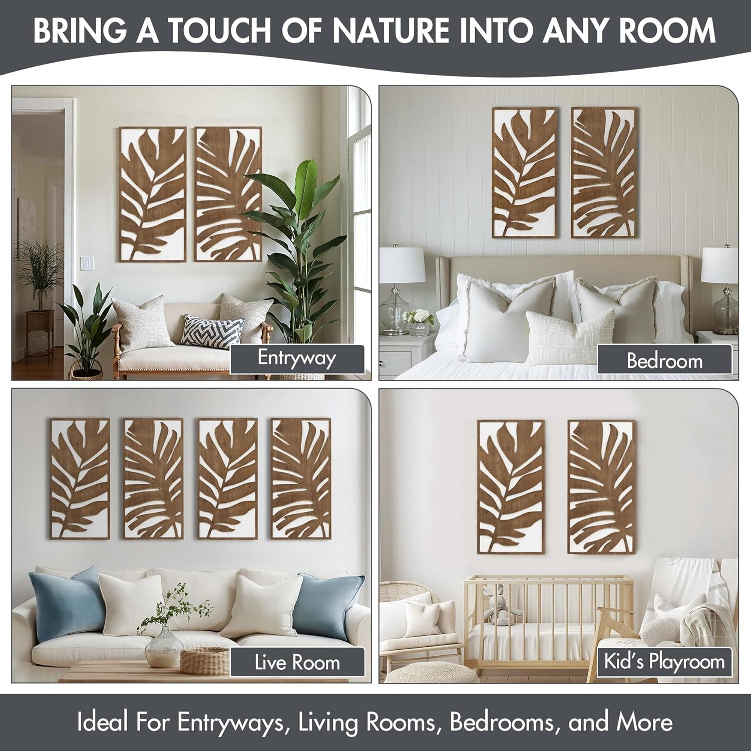 imageMadison Park Wall Dcor for Living Room Birch Botanical TwoTone Home Accent Modern Kitchen Dining Decoration Ready to Hang 2Piece Wood Panel Set for Bedroom 16quotW x 32quotH MonsteraMonstera