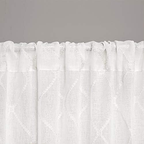 imageSheer Curtain Irina Embroidered Kitchen Transitional Fabric Sheers Single Curtain for Living Room Light Privacy Curtain Diffusing Sunlight 1Panel Pack 50quot x 95quot WhiteWhite
