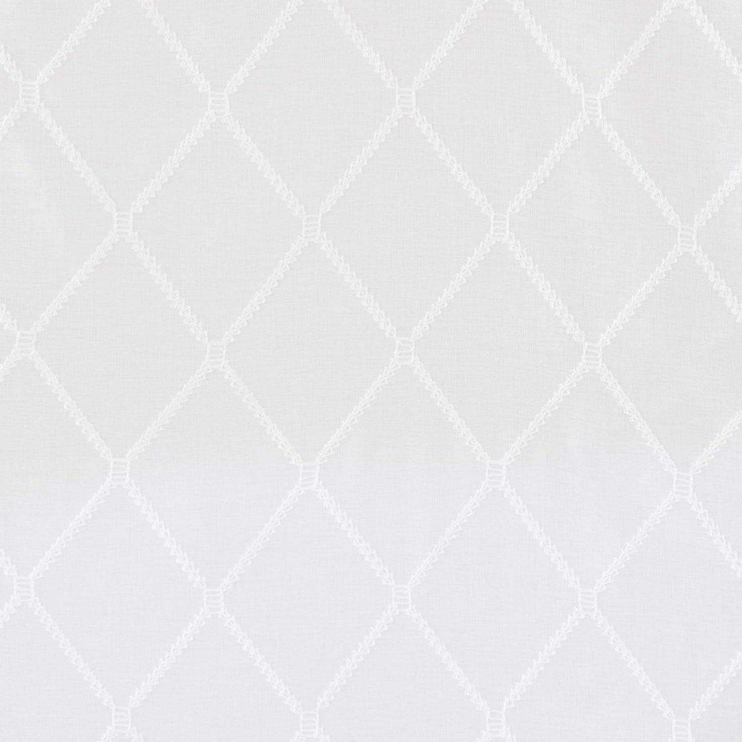 imageSheer Curtain Irina Embroidered Kitchen Transitional Fabric Sheers Single Curtain for Living Room Light Privacy Curtain Diffusing Sunlight 1Panel Pack 50quot x 95quot WhiteWhiteGrey