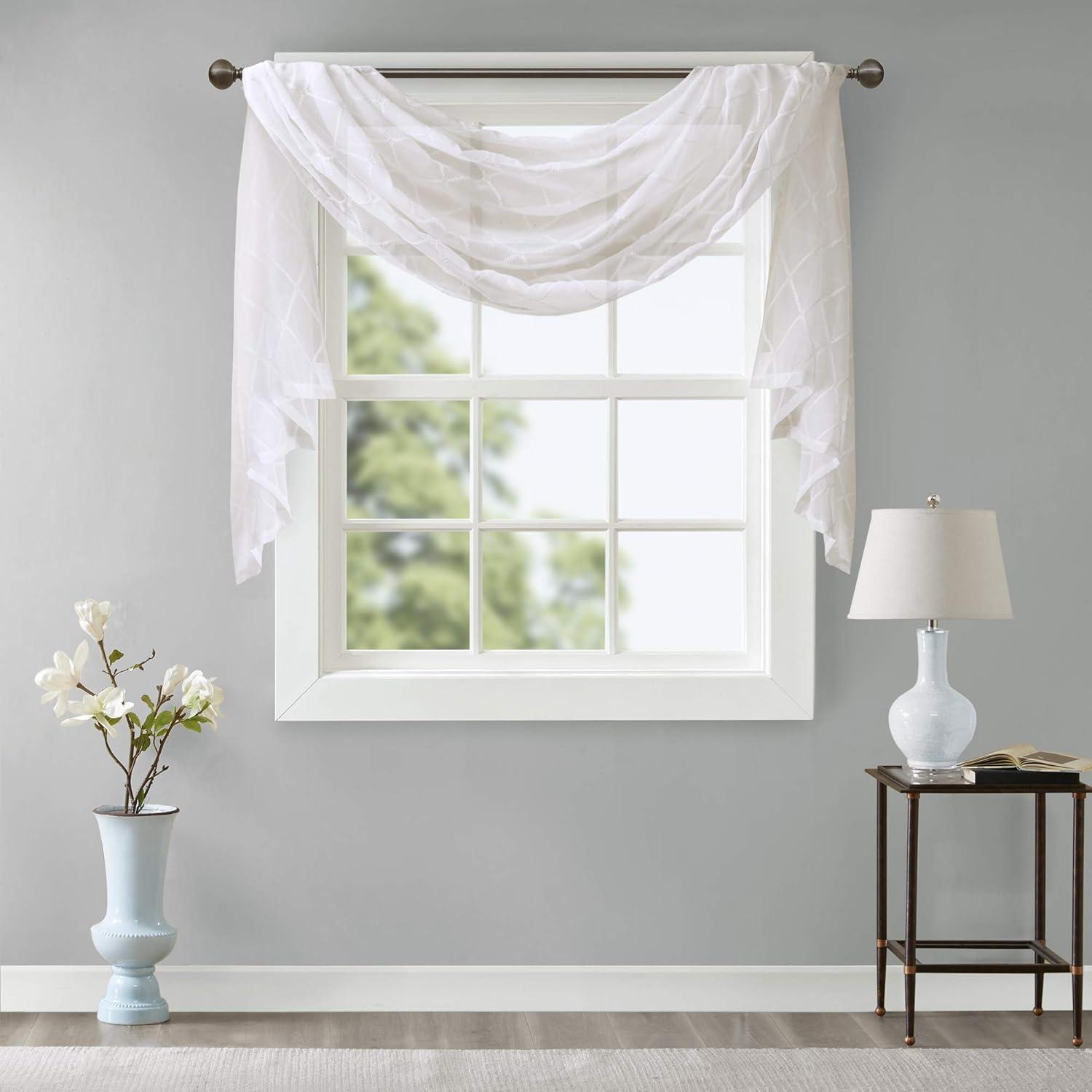 imageSheer Curtain Irina Embroidered Kitchen Transitional Fabric Sheers Single Curtain for Living Room Light Privacy Curtain Diffusing Sunlight 1Panel Pack 50quot x 95quot WhiteWhite