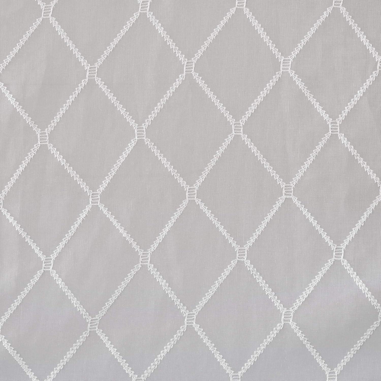 imageSheer Curtain Irina Embroidered Kitchen Transitional Fabric Sheers Single Curtain for Living Room Light Privacy Curtain Diffusing Sunlight 1Panel Pack 50quot x 95quot WhiteGrey