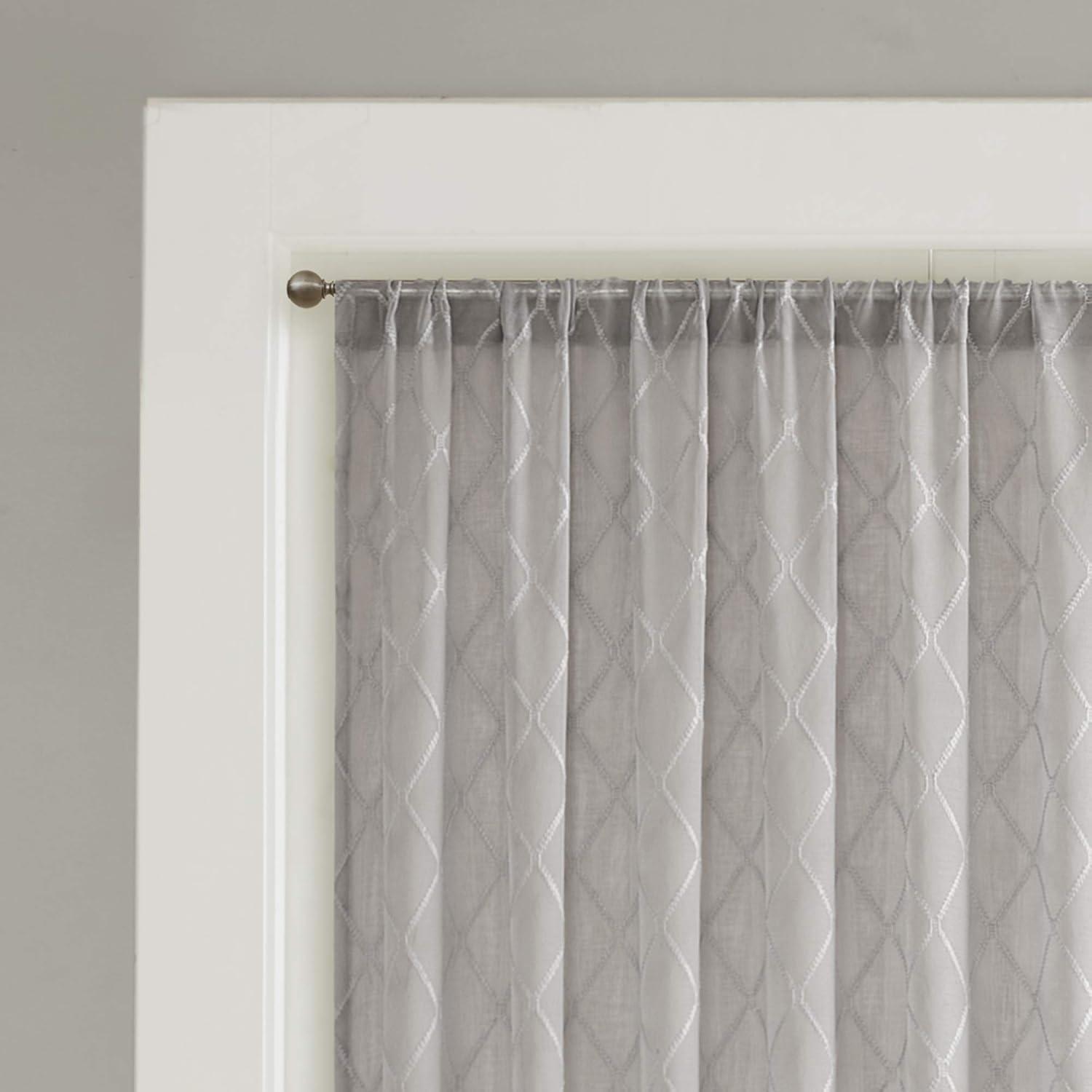 imageSheer Curtain Irina Embroidered Kitchen Transitional Fabric Sheers Single Curtain for Living Room Light Privacy Curtain Diffusing Sunlight 1Panel Pack 50quot x 95quot WhiteGrey