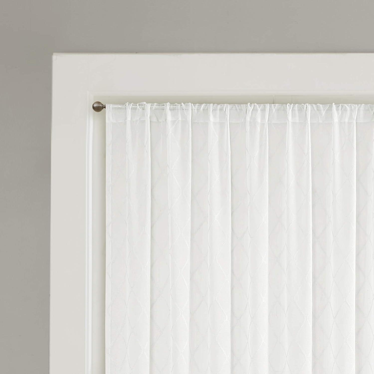 imageSheer Curtain Irina Embroidered Kitchen Transitional Fabric Sheers Single Curtain for Living Room Light Privacy Curtain Diffusing Sunlight 1Panel Pack 50quot x 95quot WhiteWhite