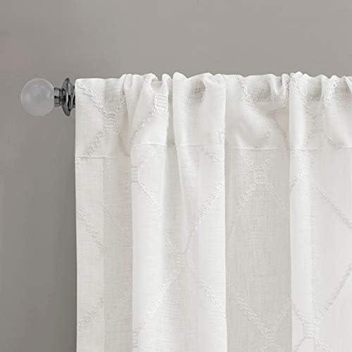 imageSheer Curtain Irina Embroidered Kitchen Transitional Fabric Sheers Single Curtain for Living Room Light Privacy Curtain Diffusing Sunlight 1Panel Pack 50quot x 95quot WhiteWhite