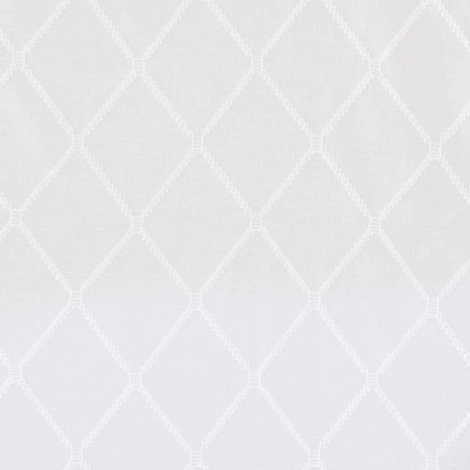 imageSheer Curtain Irina Embroidered Kitchen Transitional Fabric Sheers Single Curtain for Living Room Light Privacy Curtain Diffusing Sunlight 1Panel Pack 50quot x 95quot WhiteWhite