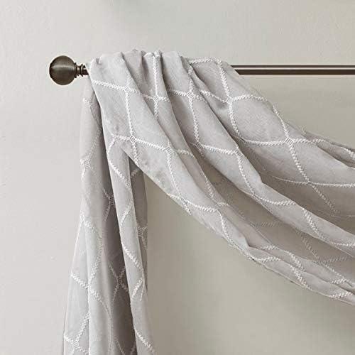 imageSheer Curtain Irina Embroidered Kitchen Transitional Fabric Sheers Single Curtain for Living Room Light Privacy Curtain Diffusing Sunlight 1Panel Pack 50quot x 95quot WhiteGrey