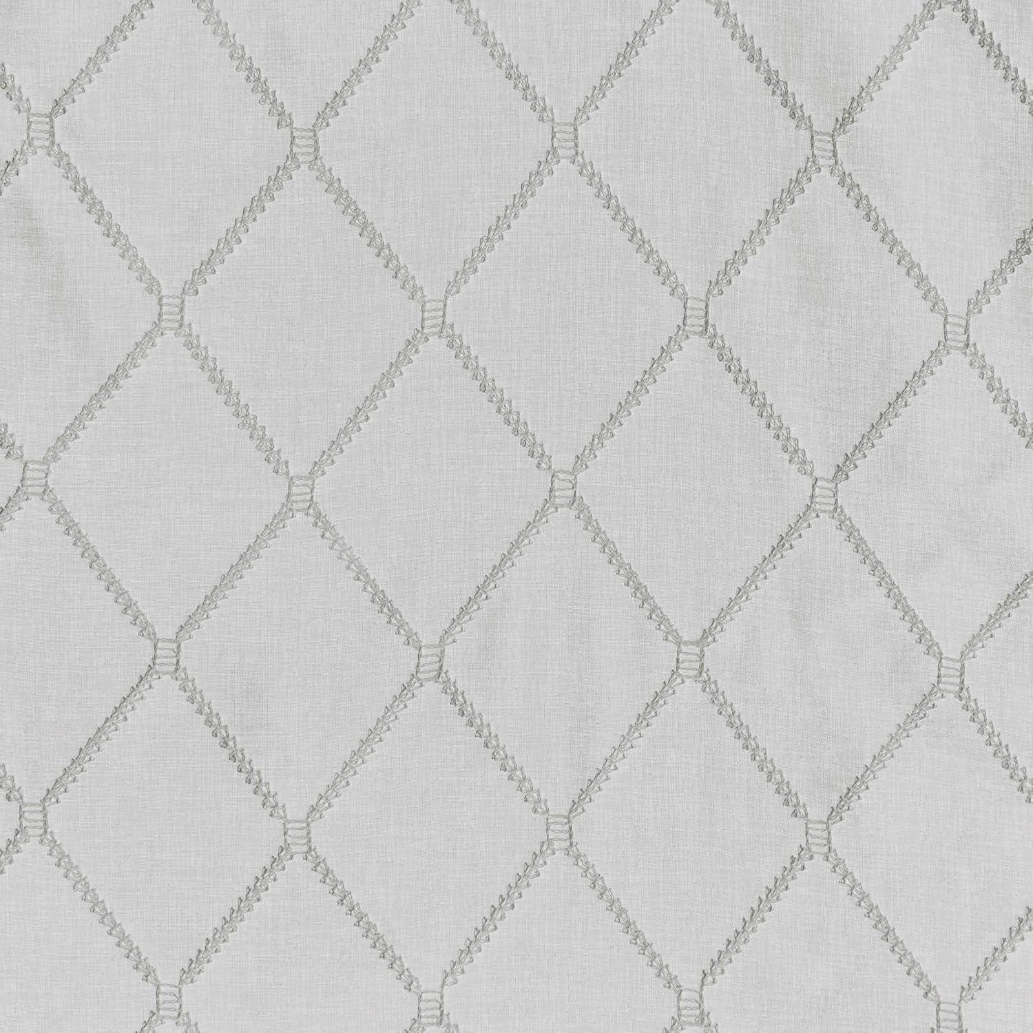 imageSheer Curtain Irina Embroidered Kitchen Transitional Fabric Sheers Single Curtain for Living Room Light Privacy Curtain Diffusing Sunlight 1Panel Pack 50quot x 95quot WhiteWhiteGrey