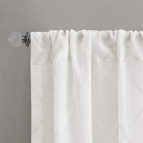 imageSheer Curtain Irina Embroidered Kitchen Transitional Fabric Sheers Single Curtain for Living Room Light Privacy Curtain Diffusing Sunlight 1Panel Pack 50quot x 95quot WhiteWhite