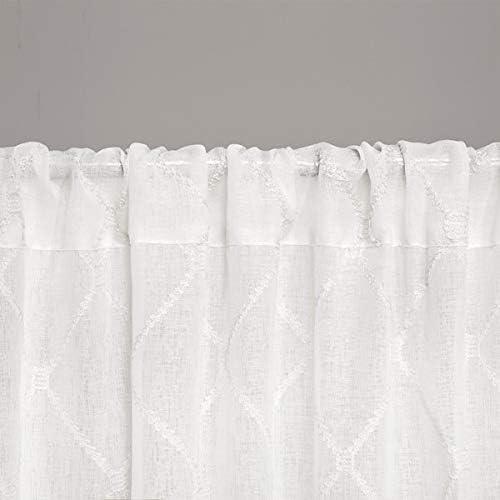 imageSheer Curtain Irina Embroidered Kitchen Transitional Fabric Sheers Single Curtain for Living Room Light Privacy Curtain Diffusing Sunlight 1Panel Pack 50quot x 95quot WhiteWhite