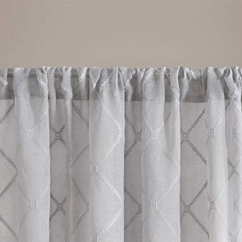 imageSheer Curtain Irina Embroidered Kitchen Transitional Fabric Sheers Single Curtain for Living Room Light Privacy Curtain Diffusing Sunlight 1Panel Pack 50quot x 95quot WhiteGrey