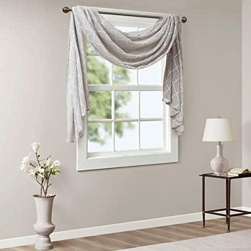 imageSheer Curtain Irina Embroidered Kitchen Transitional Fabric Sheers Single Curtain for Living Room Light Privacy Curtain Diffusing Sunlight 1Panel Pack 50quot x 95quot WhiteGrey