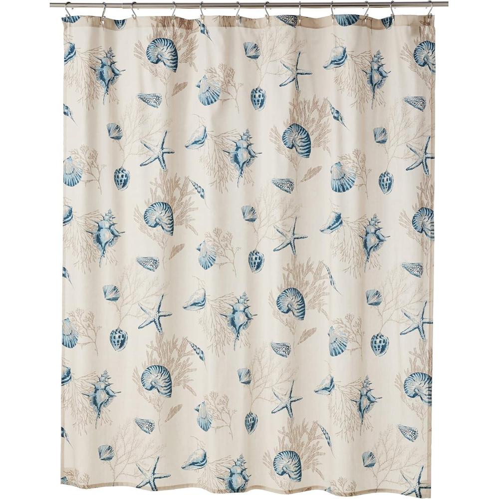 imageBayside Print Cotton Fabric Long Shower Curtain Coastal Shower Curtains for Bathroom 72 X 72 Blue72W x 72L Pack of 12