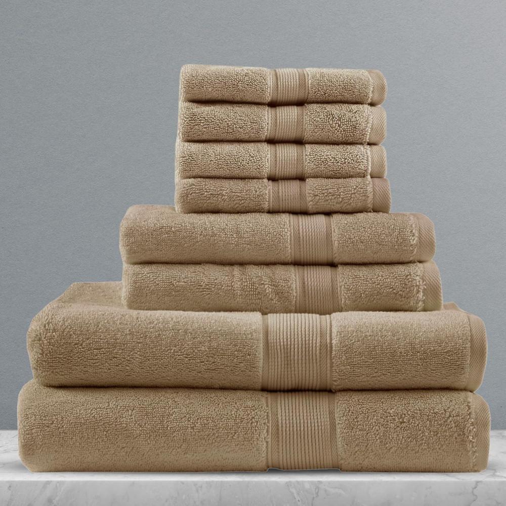 imageMadison Park 800GSM Bathroom Towel Set of 8 100 Cotton Bath Towel Set for Bathroom Luxurious Highly Absorbent 2 Bath Towels 2 Hand Towels 4 Washcloths Quick Dry Spa Quality SeafoamTaupe