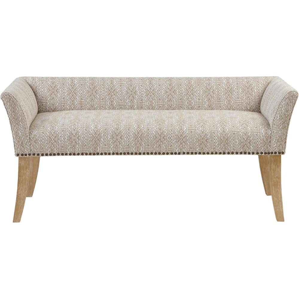 imageMadison Park Accent Bench Upholstered with Nailhead Trim ampamp Padded Seat Entryway Bench Small End of Bed Bench with Back 495quot W x 1925quot D x 23quot H TanTaupe Multi