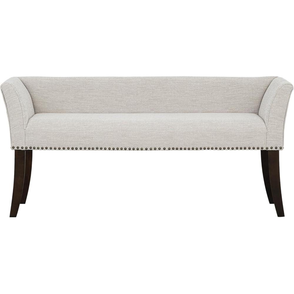 imageMadison Park Accent Bench Upholstered with Nailhead Trim ampamp Padded Seat Entryway Bench Small End of Bed Bench with Back 495quot W x 1925quot D x 23quot H TanCream