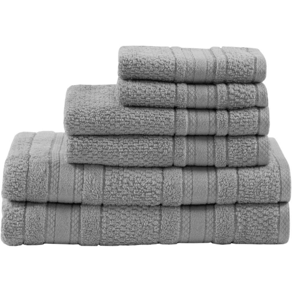 imageMadison Park Adrien 100 Cotton Soft Bathroom Towel Set Highly Absorbent Zero Twist Quick Dry Include 2 for Shower 2 Hand ampamp 2 Facial Wash Cloth Multi Sizes Seafoam 6 PieceSilver