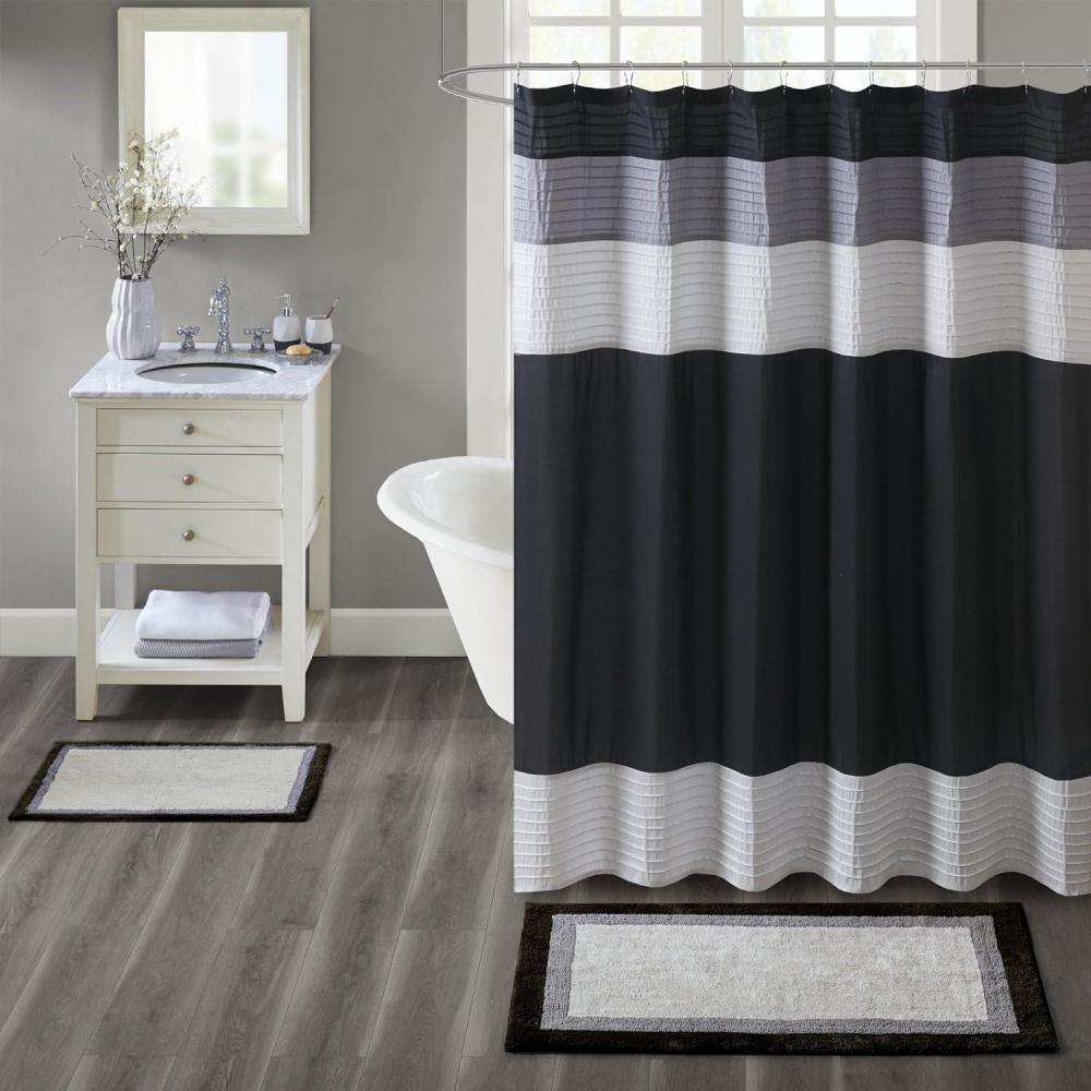 imageMadison Park Amherst Bathroom Rugs Room Dcor 100 Cotton Tufted Ultra Soft NonSlip Absorbent Quick Dry Bathtub Mats 20x30 BrownBlueBlack