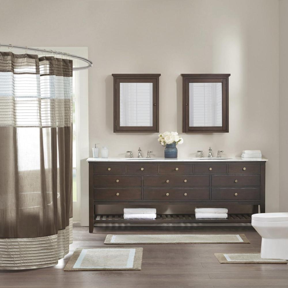 imageMadison Park Amherst Bathroom Rugs Room Dcor 100 Cotton Tufted Ultra Soft NonSlip Absorbent Quick Dry Bathtub Mats 20x30 BrownBlueBrownBlue