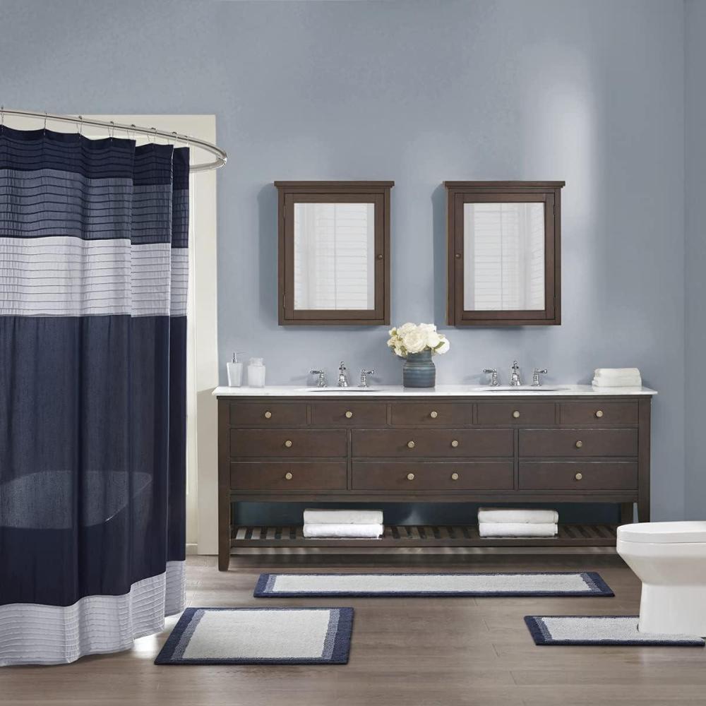 imageMadison Park Amherst Bathroom Rugs Room Dcor 100 Cotton Tufted Ultra Soft NonSlip Absorbent Quick Dry Bathtub Mats 20x30 BrownBlueNavy