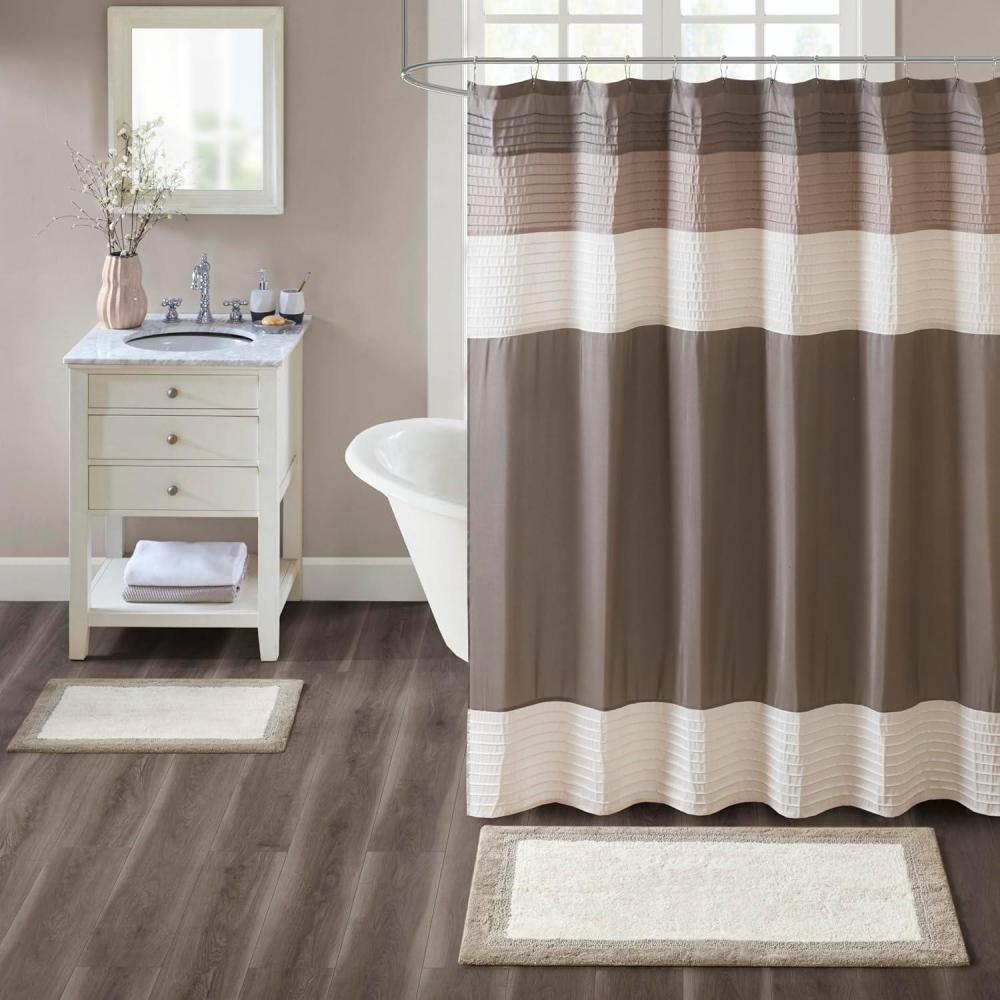 imageMadison Park Amherst Bathroom Rugs Room Dcor 100 Cotton Tufted Ultra Soft NonSlip Absorbent Quick Dry Bathtub Mats 20x30 BrownBlueTaupe
