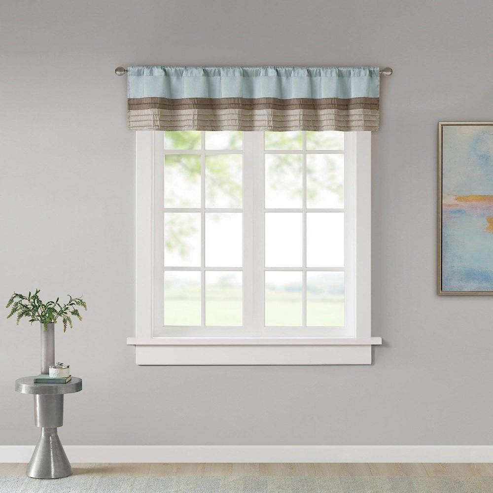 imageMadison Park Amherst Single Panel Faux Silk Rod Pocket Curtain With Privacy Lining for Living Room Window Drapes for Bedroom and Dorm 50x18 BlackBlue