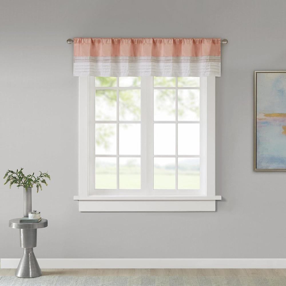 imageMadison Park Amherst Single Panel Faux Silk Rod Pocket Curtain With Privacy Lining for Living Room Window Drapes for Bedroom and Dorm 50x18 BlackCoral