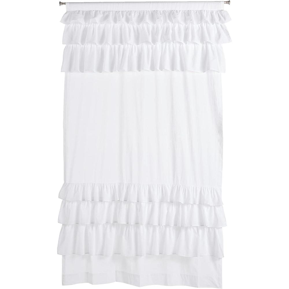 imageMadison Park Anna Oversized Ruffle Rod Pocket Valance Classic Vintage Cotton Valances for Window 50X18quot White50W x 84L Pack of 1
