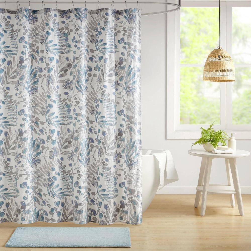 imageMadison Park Bonnie Shower Curtain 72x72 Khaki Botanical Leaf Print Machine Washable Modern Country Bathroom Decor72W x 72L Pack of 1