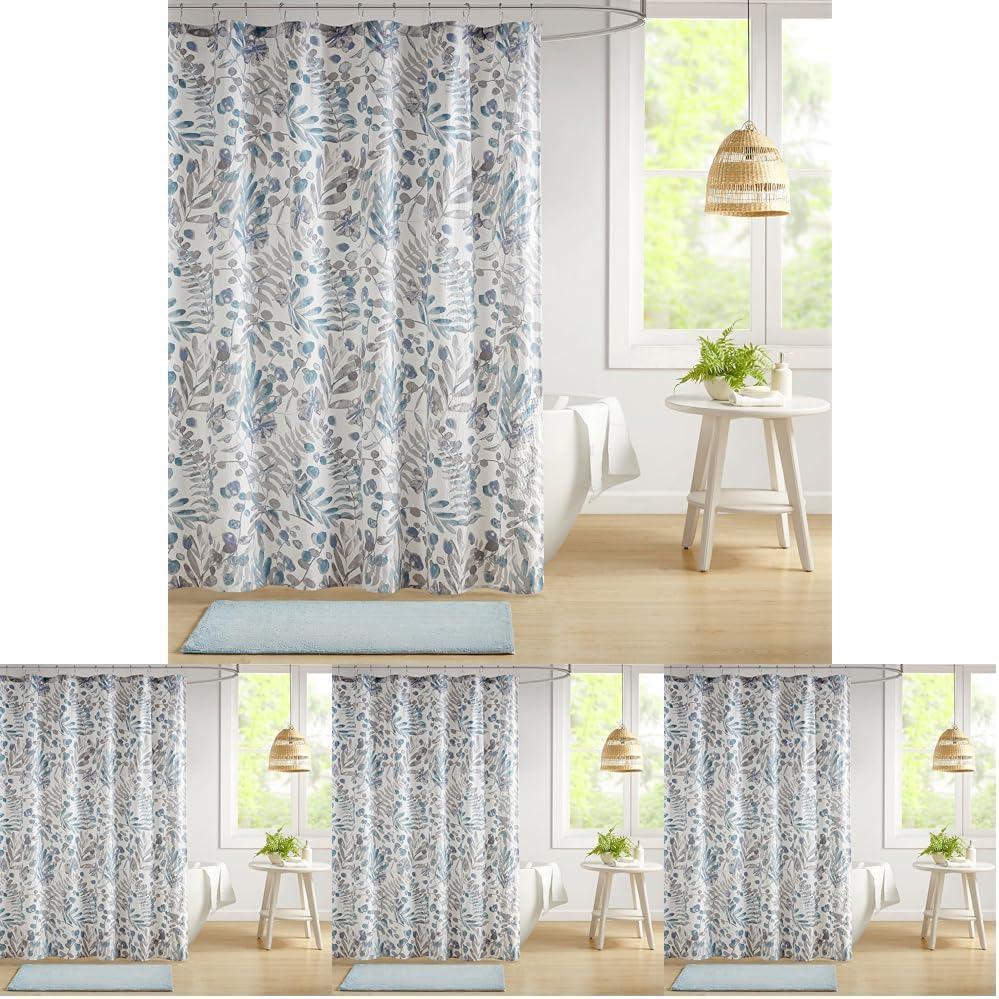 imageMadison Park Bonnie Shower Curtain 72x72 Khaki Botanical Leaf Print Machine Washable Modern Country Bathroom Decor72W x 72L Pack of 4