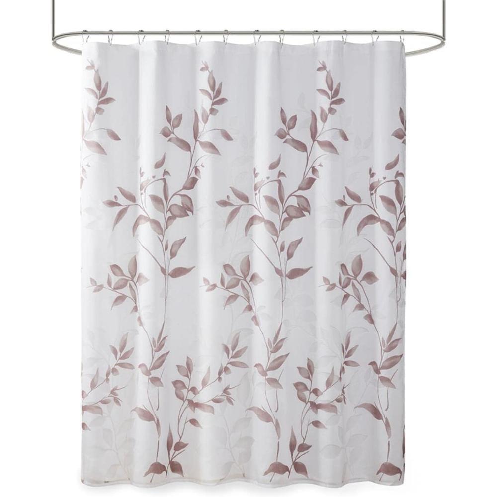 imageMadison Park Cecily Botanical Modern Shower Curtain Contemporary Design Water Repellent Shower Curtains for Bathroom 72 X 72 GreyMauve