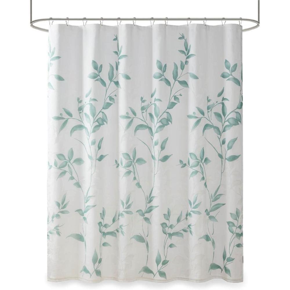 imageMadison Park Cecily Botanical Modern Shower Curtain Contemporary Design Water Repellent Shower Curtains for Bathroom 72 X 72 GreySeafoam