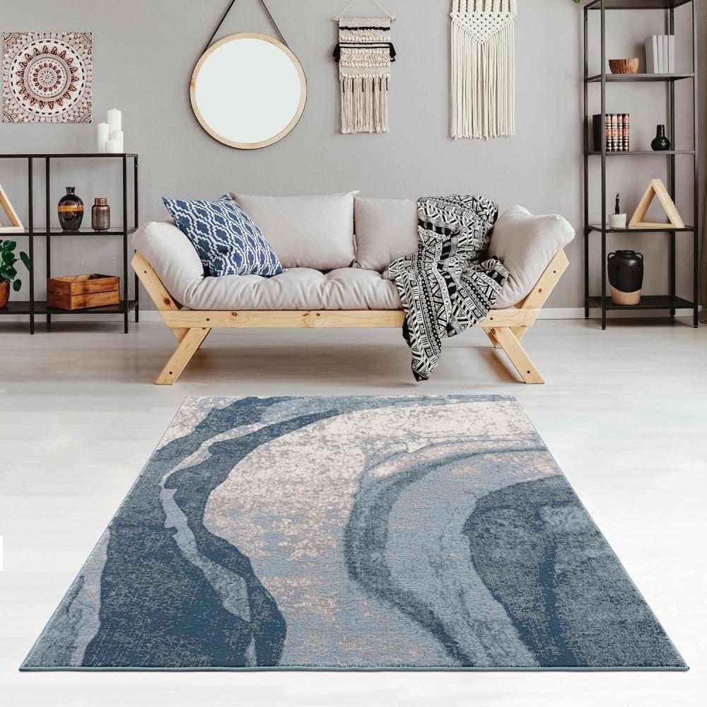imageMadison Park Dakota Vienna Woven Turkish Area Rugs for Living Room Indoor Dining Accent Modern Home Dcor Ultra Soft Floor Carpets for Dining Room 711quotW x 10L Distressed Tiled BeigeGrace Blue