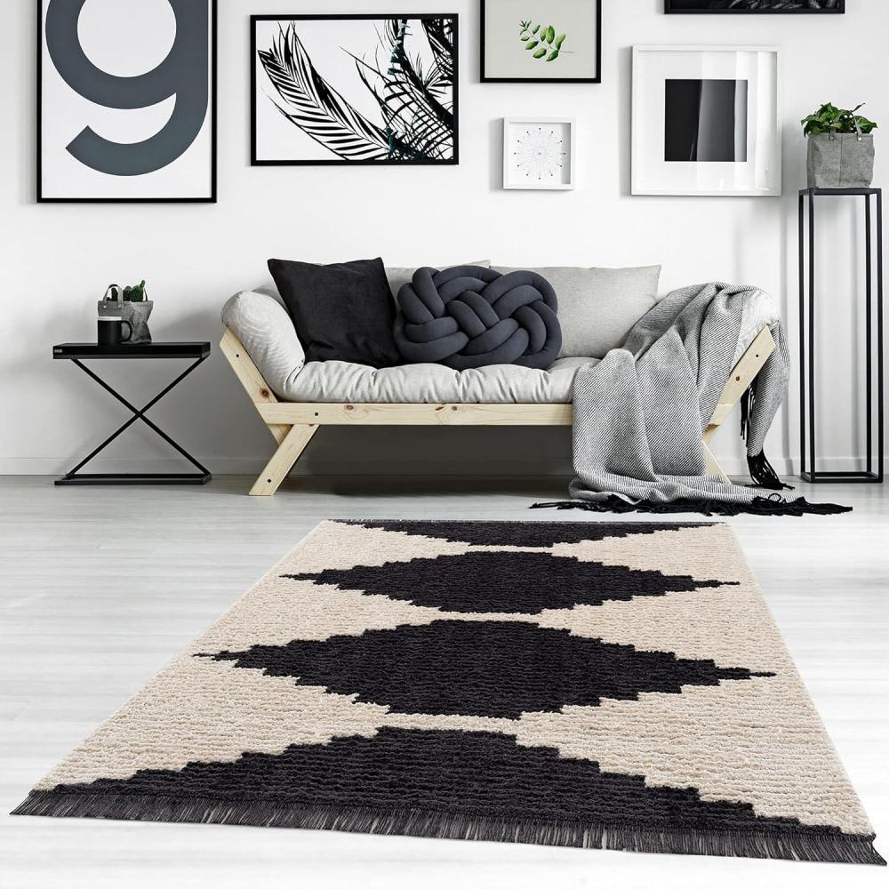 imageMadison Park Dakota Vienna Woven Turkish Area Rugs for Living Room Indoor Dining Accent Modern Home Dcor Ultra Soft Floor Carpets for Dining Room 711quotW x 10L Distressed Tiled BeigeAmanda BlackIvory
