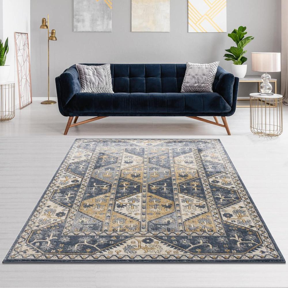imageMadison Park Dakota Vienna Woven Turkish Area Rugs for Living Room Indoor Dining Accent Modern Home Dcor Ultra Soft Floor Carpets for Dining Room 711quotW x 10L Distressed Tiled BeigeDakota BlueCream