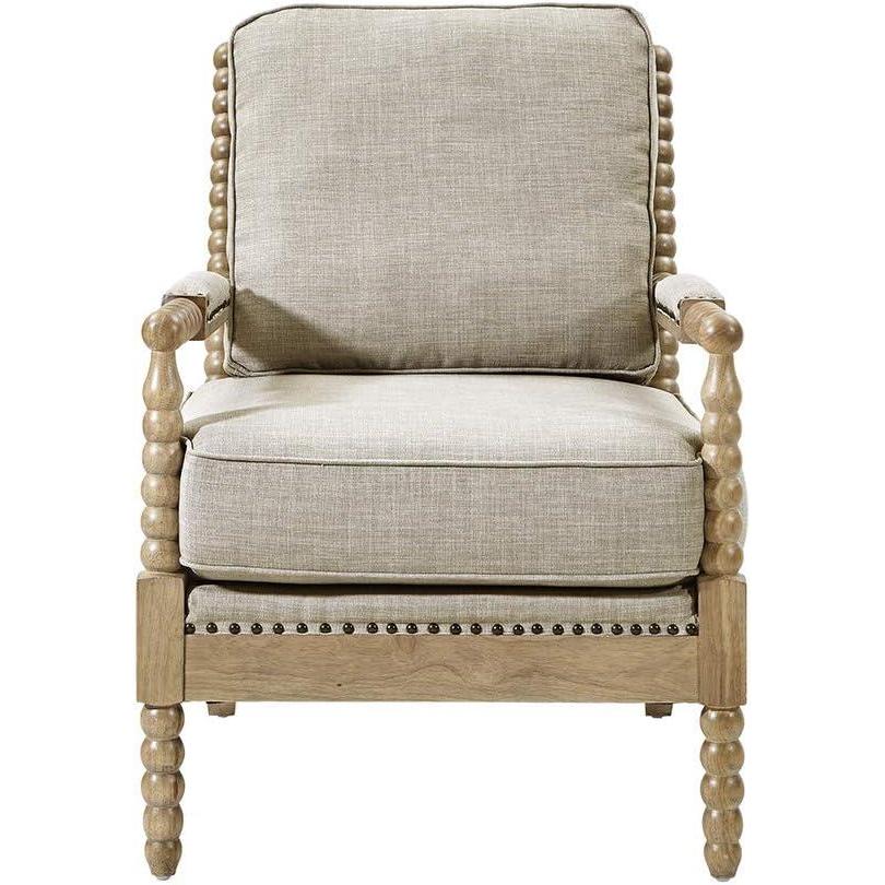 imageMadison Park Donohue MidCentury Modern Accent Chairs for Living Room with Nailhead Trim Solid Wood Oakwood Finish Upholstered Seat Lounge for Reading Bedroom Furniture Light GreyLight Grey
