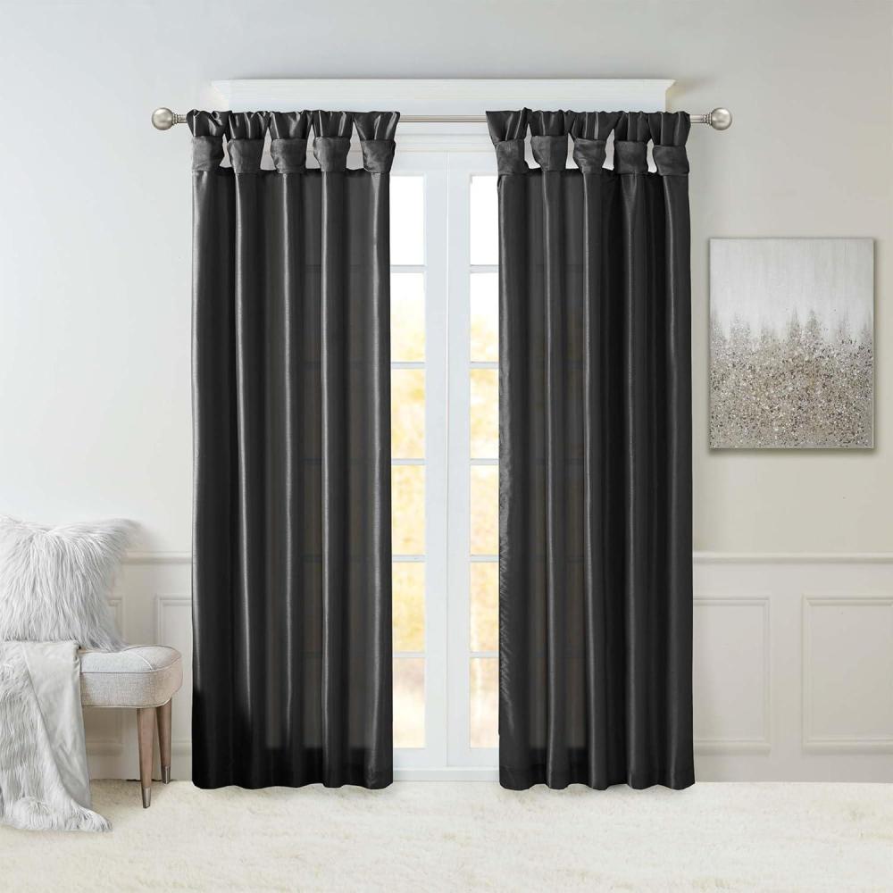 imageMadison Park Emilia Faux Silk Valance DIY Twist Tab Top Finish with Beads Window Valance Curtain for Living Room Bedroom and Dorm 26quotL x 50quotW BlushBlack