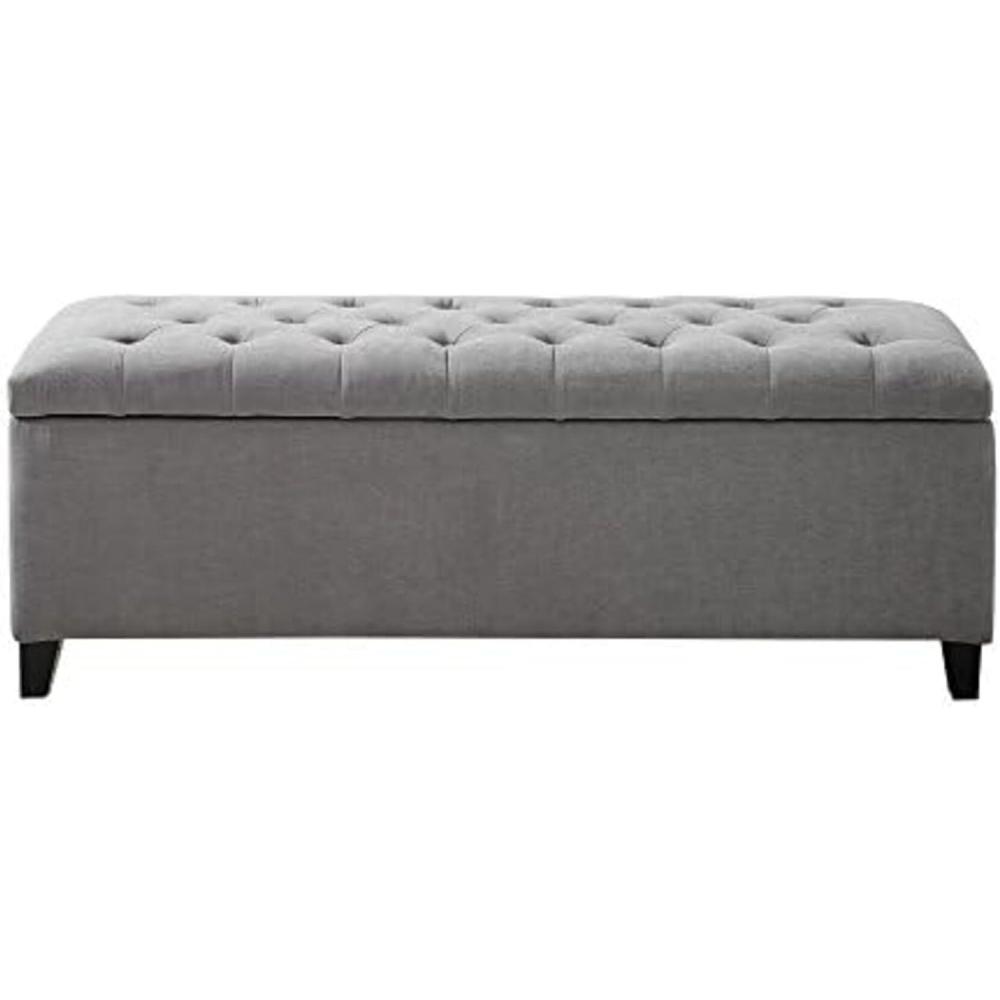 imageMadison Park Entryway Accent Bench for Living Room Flip Top Storage Chest Shandra Tufted Top Upholstered Storage Bench End of Bed for Bedroom Furniture Indoor Seating 49quotWide BlueGrey