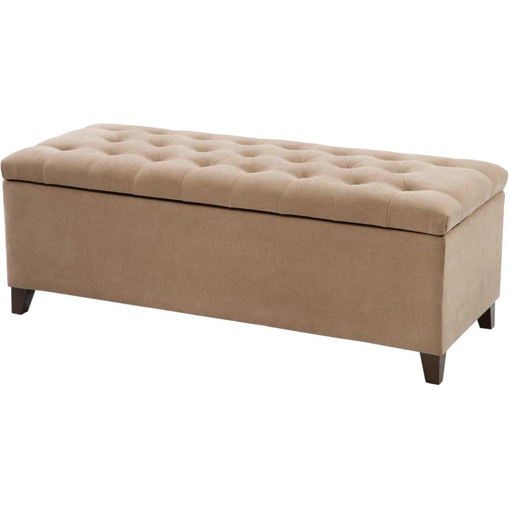 imageMadison Park Entryway Accent Bench for Living Room Flip Top Storage Chest Shandra Tufted Top Upholstered Storage Bench End of Bed for Bedroom Furniture Indoor Seating 49quotWide BlueSand
